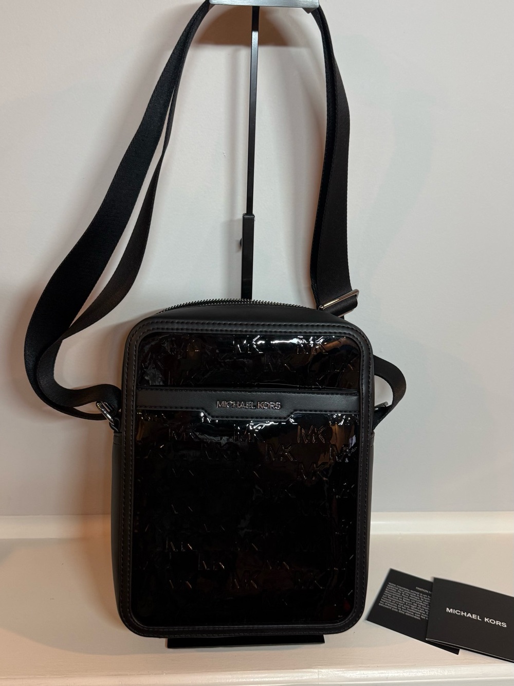 Michael Kors Cooper metallic logo debossed flight bag